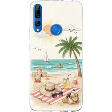 TechTree Honor 9x Uyumlu Sulu Boya Sahil ve Deniz Manzaralı Baskılı Silikon Kılıf
