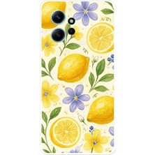 TechTree Redmi Note 12 4g Uyumlu Sulu Boya Limon ve Çiçek Desenli Baskılı Silikon Kılıf