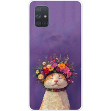 TechTree Samsung Galaxy A71 Uyumlu Frida Catlo Kedi Baskılı Silikon Kılıf