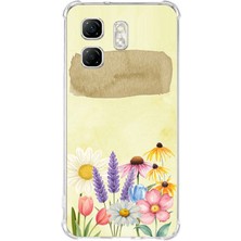 TechTree Infinix Hot 50I - Smart 9 Uyumlu Sulu Boya Dokulu Vazoda Çiçek Desenli Baskılı Silikon Kılıf
