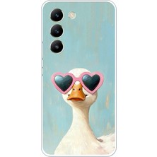 TechTree Vivo V30 Lite Uyumlu Yağlı Boya Pop-Art Ördek Baskılı Silikon Kılıf