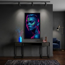Ti Play Neon Yüzler– Pop Art Kadın  09 (Canlı Renkler ve Asi Duruş) 33X60 cm Çerçevesiz Pvc Tablo