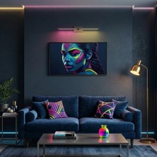 Ti Play Neon Yüzler– Pop Art Kadın  18 (Canlı Renkler ve Asi Duruş) 60X33 cm Çerçevesiz Pvc Tablo