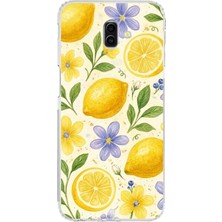 TechTree Samsung Galaxy J6 Plus Uyumlu Sulu Boya Limon ve Çiçek Desenli Baskılı Silikon Kılıf