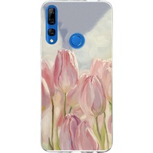 TechTree Honor 9x Uyumlu Pembe Laleler Baskılı Silikon Kılıf