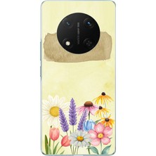 TechTree Honor X9C Uyumlu Sulu Boya Dokulu Vazoda Çiçek Desenli Baskılı Silikon Kılıf