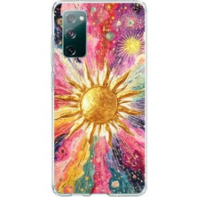 TechTree Samsung Galaxy S20 Fe Uyumlu Psikedelik Galaksi ve Güneş Desenli Baskılı Silikon Kılıf