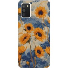 TechTree Samsung Galaxy A02S Uyumlu Yıldızlı Ayçiçekleri Baskılı Silikon Kılıf
