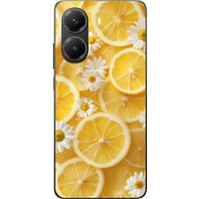 TechTree Poco X7 Pro Uyumlu Limon Dilimleri ve Papatya Desenli Baskılı Silikon Kılıf