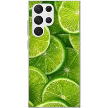 TechTree Samsung Galaxy S22 Ultra Uyumlu Misket Limonu Lime Desenli Yaz Temalı Baskılı Silikon Kılıf