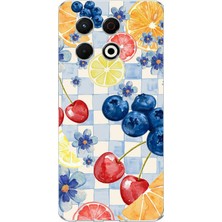 TechTree Tecno Spark 30 Pro Uyumlu Sulu Boya Meyve ve Çiçek Desenli Baskılı Silikon Kılıf