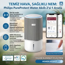 Philips 78 M² 2'si 1 Arada Hepa Filtreli Hava Temizleyici ve Nemlendirici Akıllı Cihaz Beyaz Nem Su Wi-Fi Uygulama Pm2.5