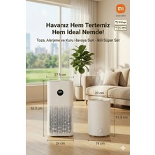 Xiaomi 43 M² 3 Katmanlı Güçlü Filtreli Akıllı Kontrollü Hava Temizleyici ve Nemlendirici Beyaz Nem Wi-Fi Uygulama Filtre