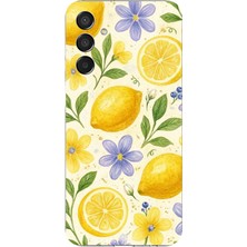 TechTree Samsung Galaxy M15 Uyumlu Sulu Boya Limon ve Çiçek Desenli Baskılı Silikon Kılıf