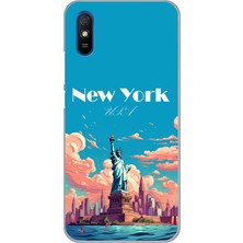 TechTree Redmi 9A Uyumlu Özgürlük Heykeli New York Baskılı Silikon Kılıf