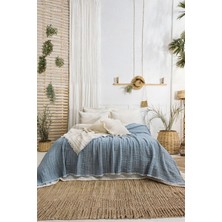 Layan Home 7 Katlı Müslin Fitilli Soft Çift Kişilik Yorgan - Indigo