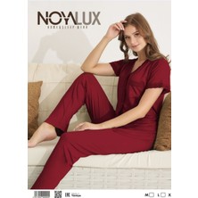 Noyalux Kadın Önden Düğmeli Cepli Dantel Detaylı Pijama Takımı