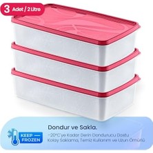 Skygo Life 3’lü 2 Litre Saklama Kabı Seti – Hızlı Dondurma Için Uygun, Sızdırmaz Kapak ve -20°c’ye Dayanıklı (Vişne)