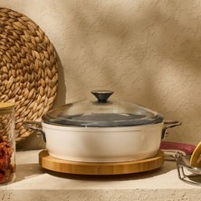 Matmel Kitchen Toscana Chef Basık Tencere - Beyaz / Gri - 26 cm