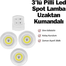 Skygo Uzaktan Kumandalı 3'lü LED Lamba Seti Beyaz Işık - Dolap Altı, Kiler, Mutfak ve Kablosuz Aydınlatma Için Spot Lamba