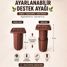 Badem10 Kare Başlı Kahve Uzayabilir Destek Ayağı 9,5X17 cm Sert Plastik Ayarlanabilir Mobilya Ayağı