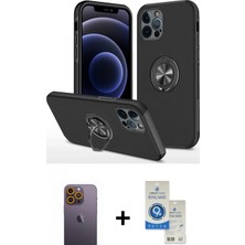 İlk El Grup Pilelistore™ iPhone 12 Pro Max Kılıf Odak Form Prime - Şeffaf Royal Nano Ekran Koruyucu + Neon Fosforlu Kamera Lens - Sı