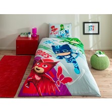 Skygo Taç Pj Masks Super Standart Pamuk Nevresim Takımı, Çok Renkli, Tek Kişilik