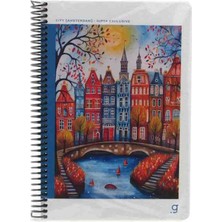 Gıpta Exclusıve Cıty Amsterdam Hollanda Spiralli 80 Yaprak 17X24 cm Kareli Defter - Dünyadan Şehir Manzaraları Illüstrasyonları