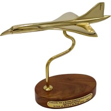 Dünyadan Hediyeler Concorde Pirinç Uçak Gold Ev Ofis Dekoratif Hediyelik 20X23CM
