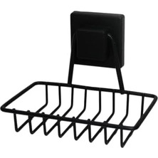 Skygo Siyah Metal Katı Sabunluk, Kare Güçlü Yapışkanlı, 11X12.5X11 cm