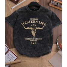 Divin Unisex Cool Cowboy Baskılı Streetwear T-Shirt