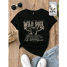 Divin Unisex Cool Cowboy Baskılı Streetwear T-Shirt