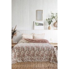 Layan Home 7 Katlı Müslin Çift Kişilik Yorgan – Sakura Çiçeği Desenli Kiremit & Krem