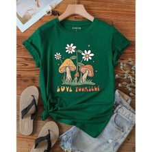 Divin Kadın  Cool Mantar Graphic Streetwear T-Shirt