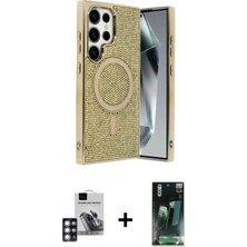 Marsilyan™- Galaxy S24 Ultra Kılıf Eksen Çizgi - Şeffaf 360 Full Body Arka Koruyucu + Pvd Metal Kamera Lens - Pe
