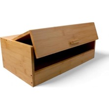Skygo Bambu Ekmek Kutusu - Ekmek Dolabı, Çok Amaçlı Ekmeklik, Doğal Bambu Saklama Kutusu (40X23X14CM) - Mutfak, Tezgah ve Kiler Için