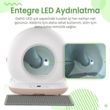 Mabeyn Haustier CB001 Akıllı Otomatik Kedi Tuvaleti, App ile Uzaktan Kontrol, 75LT Hazne, 7lt Çöp Haznesi, Ağırlık Sensörlü, 45 Adet Çöp Torbası + Elekli Kum Paspası + 3 Adet Deojel Hediyeli (Bej)