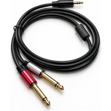 MN6 MN167M 3.5mm Stereo To 2x6.3mm Mono Ses Kablosu 1.5 Metre Aux Amfi Mikser Hoparlör Bağlantı Kablosu