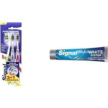 Mabeyn Signal Performans Etkin Diş Temizliği 2+1 Orta Diş Fırçası ve Signal Diş Macunu Original 2 Haftada Daha Beyaz Dişler 75 ml
