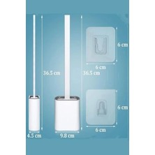 Skygo Tuvalet Fırçası Beyaz Renk Silikon Klozet Wc Banyo Küvet Temizleme Fırçası Antibakteriyel Kolay Temizlenir Delmeden Duvara Monte Ürün Boyutu: 36.5cm x 10CM x 4.1cm (Beyaz)