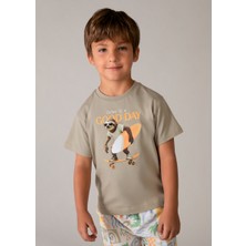 Mayoral Erkek Çocuk Baskılı T-Shirt Kahverengi - 3064