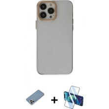İlk El Grup Pilelistore™ iPhone 13 Pro Kılıf Zirve Doku Koleksiyonu - Siyah 3D Antistatik Seramik Nano Ekran Koruyucu + Shine Kamera Lens Koruma Cam - Gı
