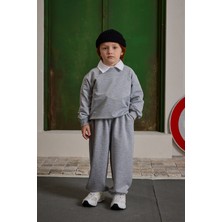 Fahhar Kids Oversize Baskılı Eşofman Takımı Gri Melange