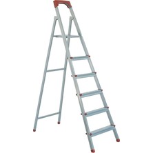 Mabeyn Ze Ev Tipi Profesyonel Alüminyum Profil Merdiven, Basamaklı, Gümüş Gri, 150 kg Taşıma Kapasiteli, Kaymaz Ayaklı, (5+1)