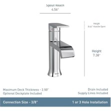 Mabeyn 6702 -Arc -Handle Bathroom With Drain Assembly, Chrome