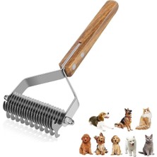 Mabeyn Ahşap Saplı Çift Taraflı Kedi Köpek Bakım Kıtık Tüy Topak Açıcı Metal Dişli Evcil Hayvan Tarağı