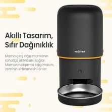 Mabeyn Haustier PF02 Akıllı Kedi Köpek Otomatik Mama Kabı, App-Wifi Uzaktan Kontrol, 4lt Hazne, Metal Kase (Siyah)