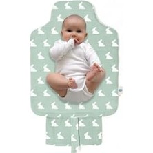 Mabeyn Deux LAPINS%100 Pamuk Çantalı Pratik Katlanabilir Alt Değiştirme Matı - Mono Lapin Matcha Green PALTAC-MHG-000STD