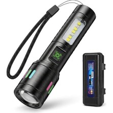Mabeyn 2000 Lümen Şarjlı El Feneri 6 Mod Metal Kasa Zoom Özellikli Geniş Dar Açı Type-C Şarj Girişli Suya Dayanıklı Güçlü LED Fener Kamp ve Acil Durum Aydınlatma Lambası
