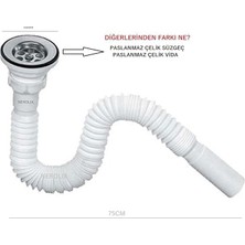 Mabeyn 2 Adet Lavabo Gider Hortumu/körüklü Lavabo Sifonu/eviye Gider Borusu (Paslanmaz Çelik Süzgeçli ve Vidalıdır)